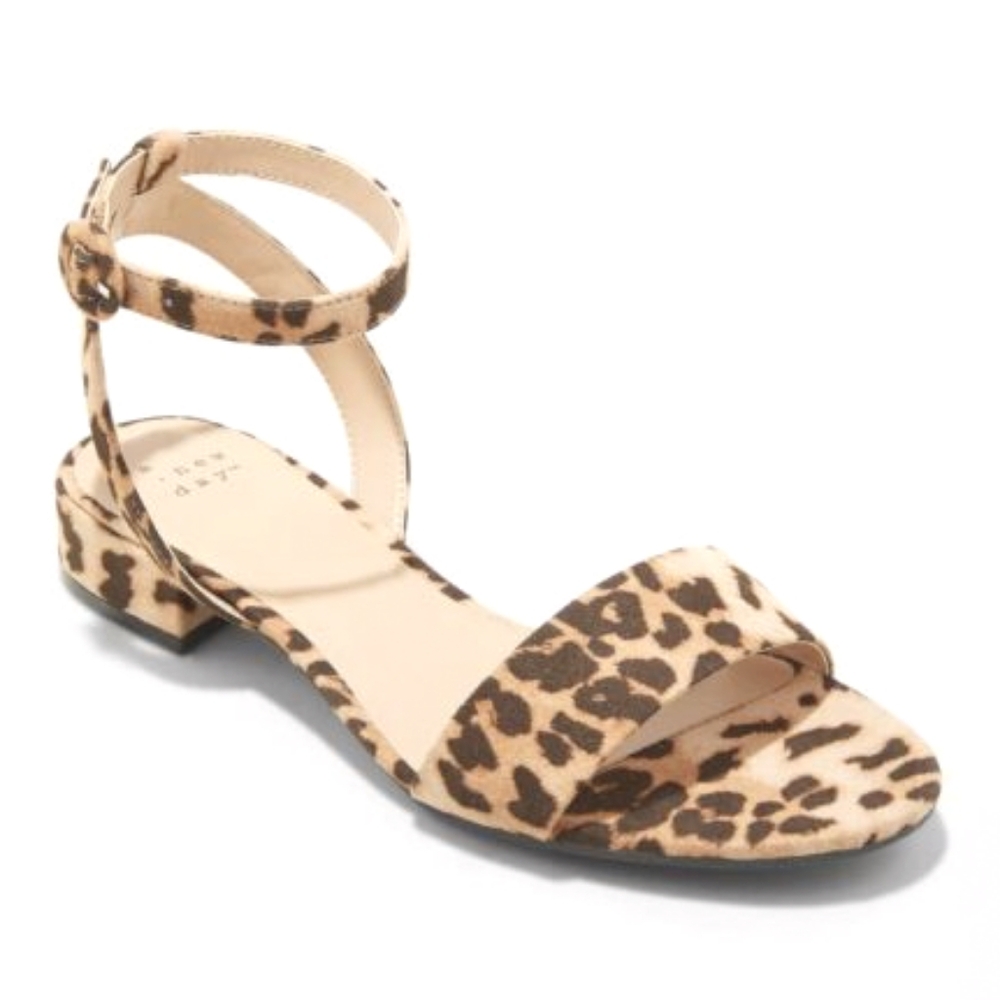 a new day Leopard Winona Ankle Strap Sandal Sz11